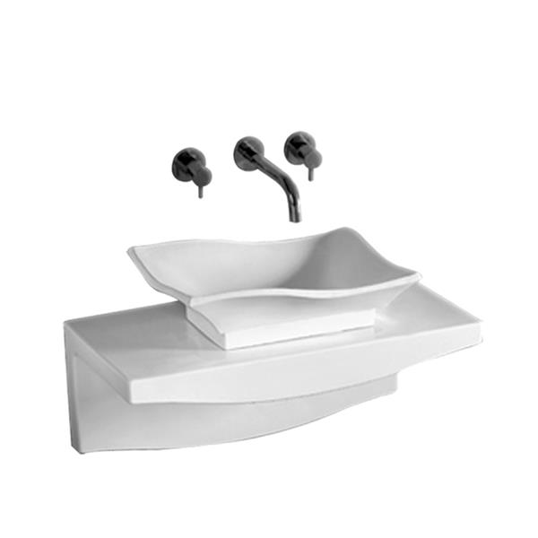 Whitehaus Collection Rectangular Bathroom Sink with Overflow - 30.25-in - White
