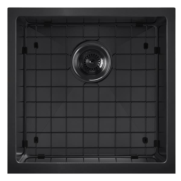 Whitehaus Collection Dual Mount Kitchen Sink - Square Single Bowl - Matte Black