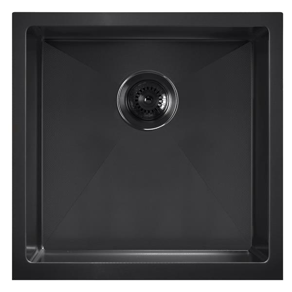 Whitehaus Collection Dual Mount Kitchen Sink - Square Single Bowl - Matte Black