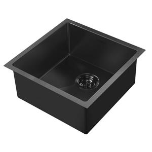 Whitehaus Collection Dual Mount Kitchen Sink - Square Single Bowl - Matte Black