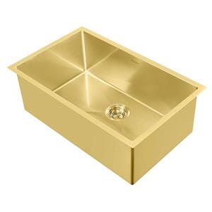 Whitehaus Collection Dual Mount Kitchen Sink Set - Single Bowl - Gold Brass