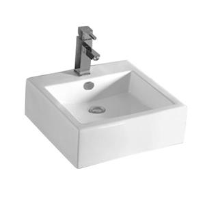 Whitehaus Collection Square Bathroom Sink with Overflow - 18.5-in - White