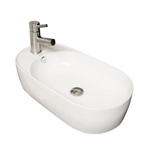 Whitehaus Collection Oval Bathroom Sink with Overflow - 19-in x 12-in - White