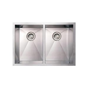 Whitehaus Collection Commercial Undermount Sink - Double Bowl - 29-in - Stainless