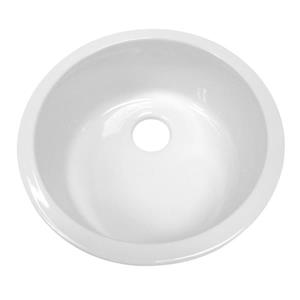 Whitehaus Collection Fireclay Undermount Kitchen Sink - Round Single Bowl -White