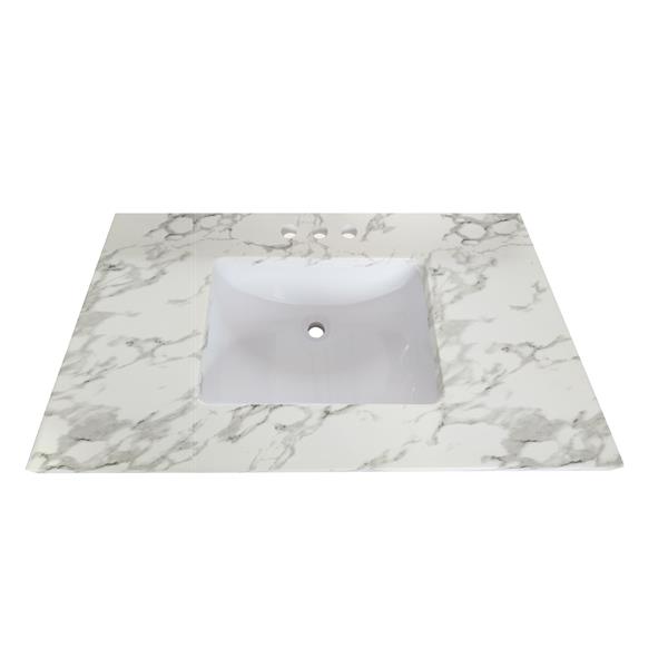 Luxo Marbre Quartz Bathroom Countertop - 49-in x 22-in - White ...