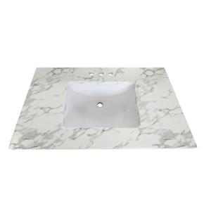 Luxo Marbre Quartz Bathroom Countertop - 49-in x 22-in - White