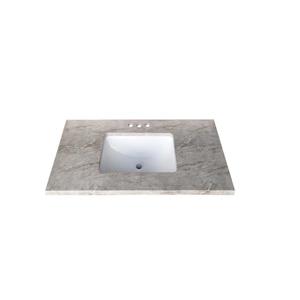 Luxo Marbre Quartz Bathroom Countertop - 37-in x 22-in - Grey