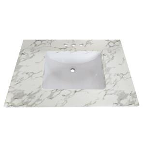 Luxo Marbre Quartz Bathroom Countertop - 37-in x 22-in - White