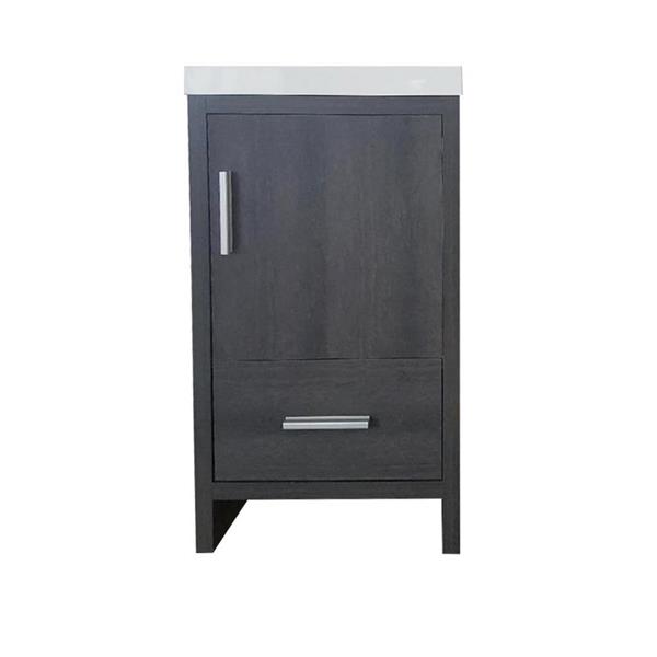 Luxo Marbre Smally 18-in Charcoal Grey Single Sink Bathroom Vanity with White Cultured Marble Top