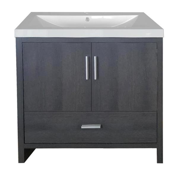 Luxo Marbre Smally 30-in Charcoal Grey Single Sink Bathroom Vanity with White Cultured Marble Top