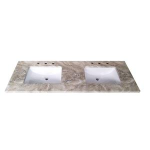 Luxo Marbre Quartz Bathroom Countertop - 61-in x 22-in - Brown