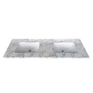 Luxo Marbre Quartz Bathroom Countertop - 61-in x 22-in - White