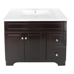 Luxo Marbre Mirano 2-Door Bathroom Vanity - 37-in - Lacquered Dark brown