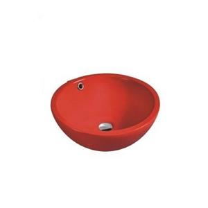 Luxo Marbre Ceramic Bathroom Sink with Overflow -17.25-in- Red