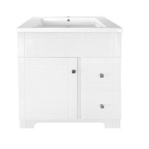 Luxo Marbre Mirano 31-in Lacquered White Single Sink Bathroom Vanity with White Cultured Marble Top