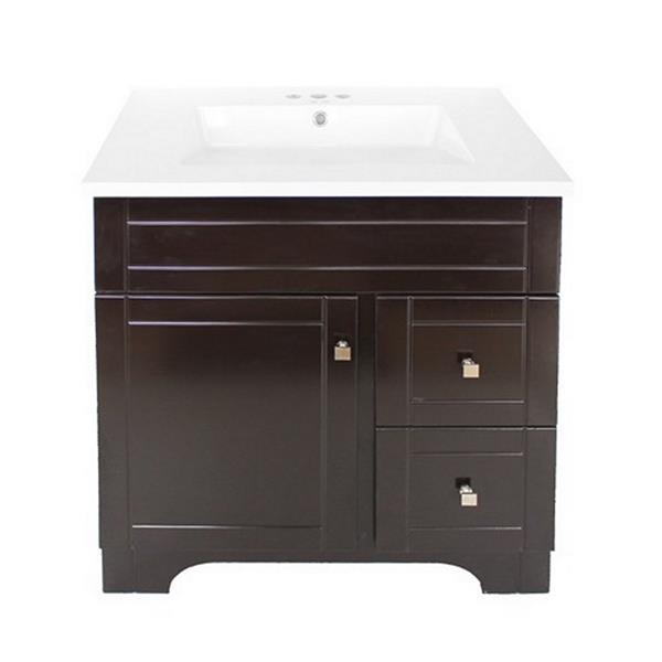 Luxo Marbre Mirano 31-in Lacquered Dark Brown Single Sink Bathroom