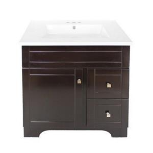 Luxo Marbre Mirano 2-Door Bathroom Vanity - 31-in - Lacquered Dark brown