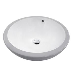 Luxo Marbre Ceramic Bathroom Sink with Overflow -17.25-in- White/Grey