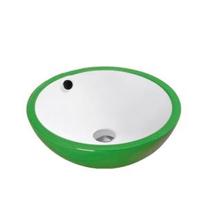 Luxo Marbre Ceramic Bathroom Sink with Overflow - 17.25-in - White/Green