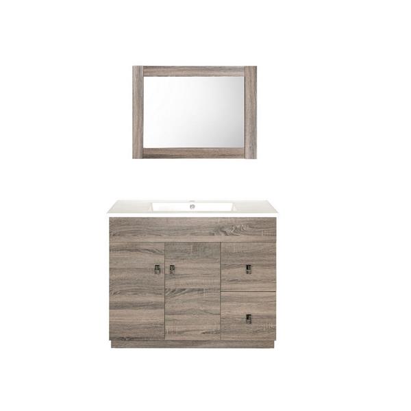 Luxo Marbre Eco Bathroom Mirror - 35.5-in x 29.5-in - Brown