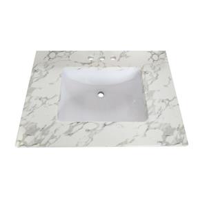 Luxo Marbre Quartz Bathroom Countertop - 25-in x 22-in - White