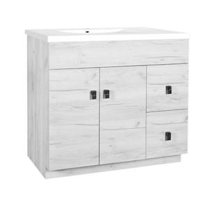 Luxo Marbre Eco Bathroom Vanity - 37-in - Old White Wood Veneer
