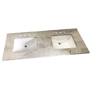 Luxo Marbre Quartz Bathroom Countertop - 61-in x 22-in - Grey