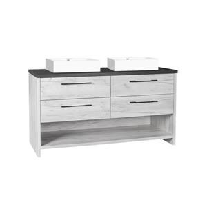 Luxo Marbre Countryside Bathroom Vanity - 60-in - Old White Wood Veneer