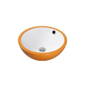 Luxo Marbre Ceramic Bathroom Sink with Overflow -17.25-in- White/Orange