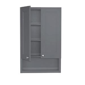 Luxo Marbre 2-Door Bathroom Cabinet - 22-in x 35.5-in - Lacquered Light Grey