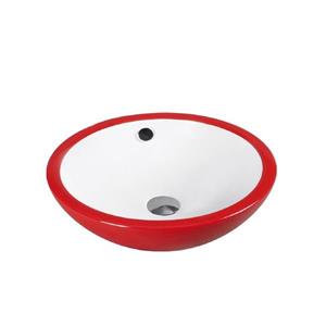 Luxo Marbre Ceramic Bathroom Sink with Overflow -17.25-in- White/Red