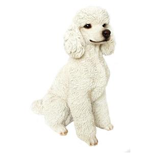 Statue de Caniche blanc assis