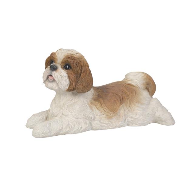 Hi-Line Gift Ltd. Shih Tzu Lying Down - Brown/White