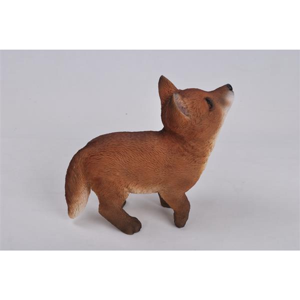 Statue de chiot renard regardant en l'air, multicolore