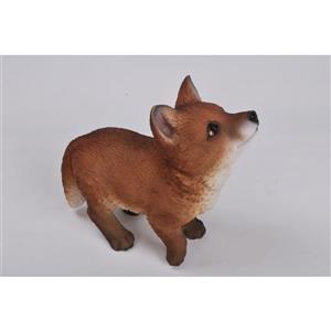 Statue de chiot renard regardant en l'air, multicolore