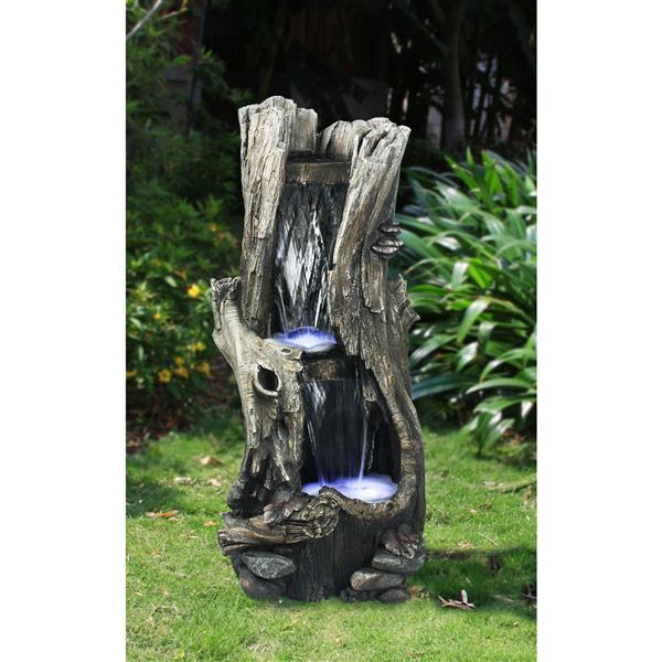 Hi-Line Gift Ltd. Tree Trunk Waterfall Fountain with LED Lights