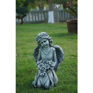 Hi-Line Gift Ltd. Kneeling Angel Holding Flowers - Multicoloured