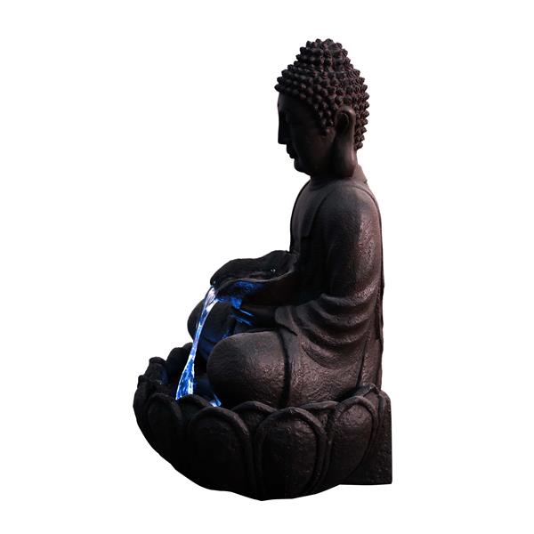 Hi-Line Gift Ltd. Outdoor Buddha Fountain with LED Lights - Multicoloured