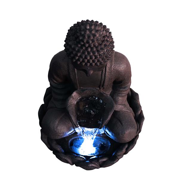 Hi-Line Gift Ltd. Outdoor Buddha Fountain with LED Lights - Multicoloured