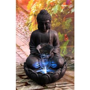 Hi-Line Gift Ltd. Outdoor Buddha Fountain with LED Lights - Multicoloured