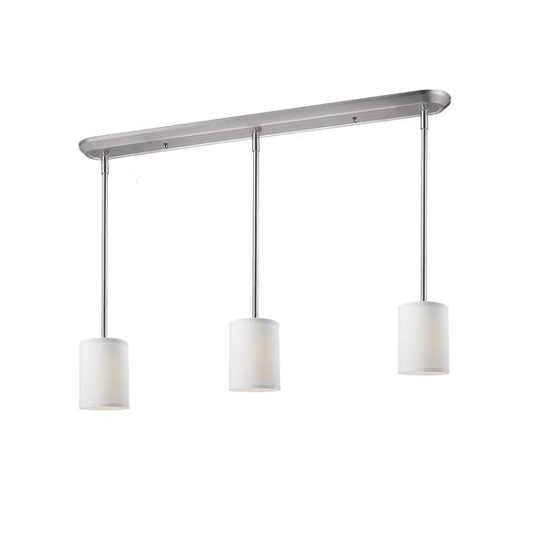 Luminaire à 3 lumières pour îlot «Albion», nickel