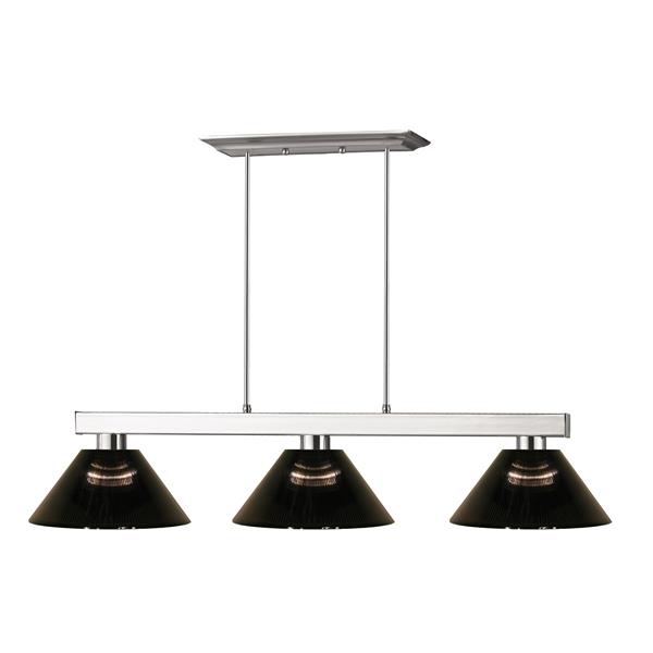 Luminaire à 3 lumières de billard «Cobalt», nickel