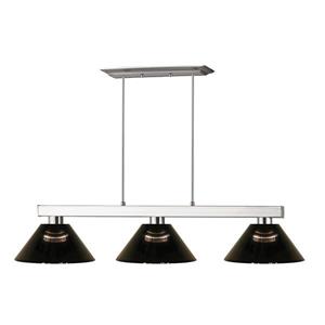 Luminaire à 3 lumières de billard «Cobalt», nickel