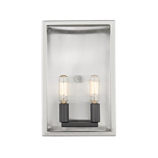 Z-Lite Quadra 2-Light Wall Sconce - Brushed Nickel/Black