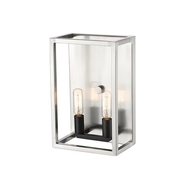 Z-Lite Quadra 2-Light Wall Sconce - Brushed Nickel/Black