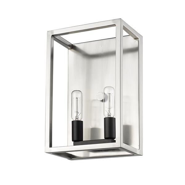 Z-Lite Quadra 2-Light Wall Sconce - Brushed Nickel/Black