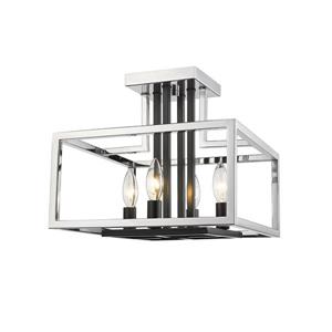 Z-Lite Quadra 4-Light Semi Flush Mount Light - Chrome/Black