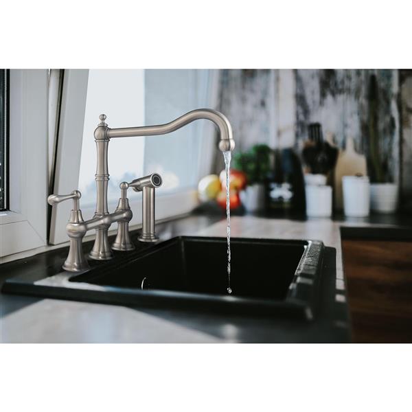Whitehaus Collection Bridge Faucet Stainless steel WHSB14007SKBSS
