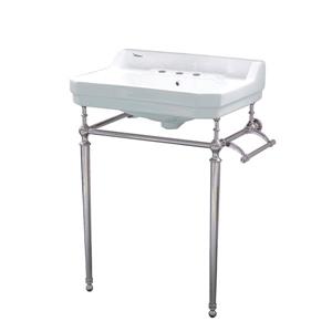 Whitehaus Collection Console Sink with Towel Bar - White/Silver